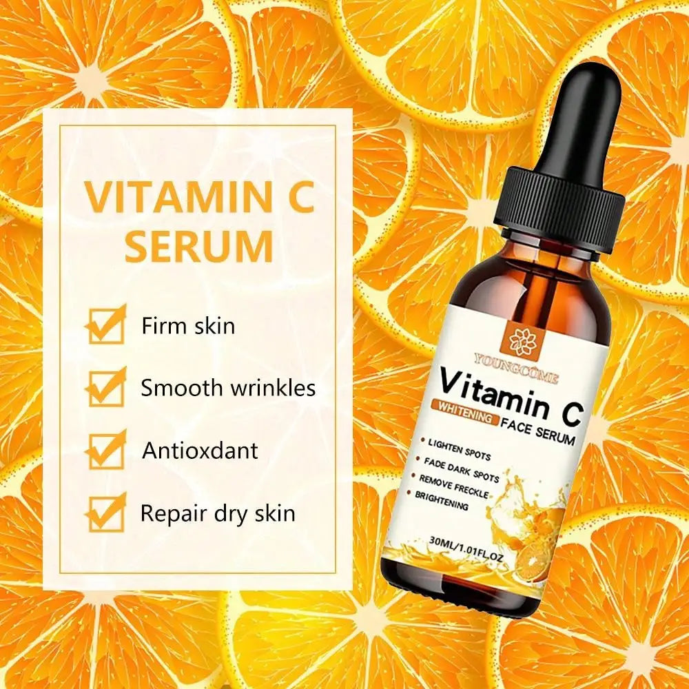 L'essence pour le visage à la vitamine C contient l'acide hyaluronique dissolvant de taches foncées réparation hydratante Essence Anti-âge soins de la peau du visage 30ml