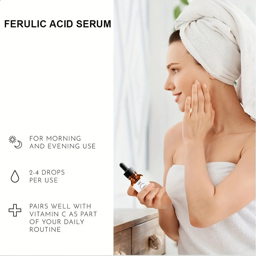 Sérum pour le visage ferulique GZE avec vitamine C, vitamine E et acide absorbant - vous fait paraître plus jeune, Essence éclaircissante pour le visage