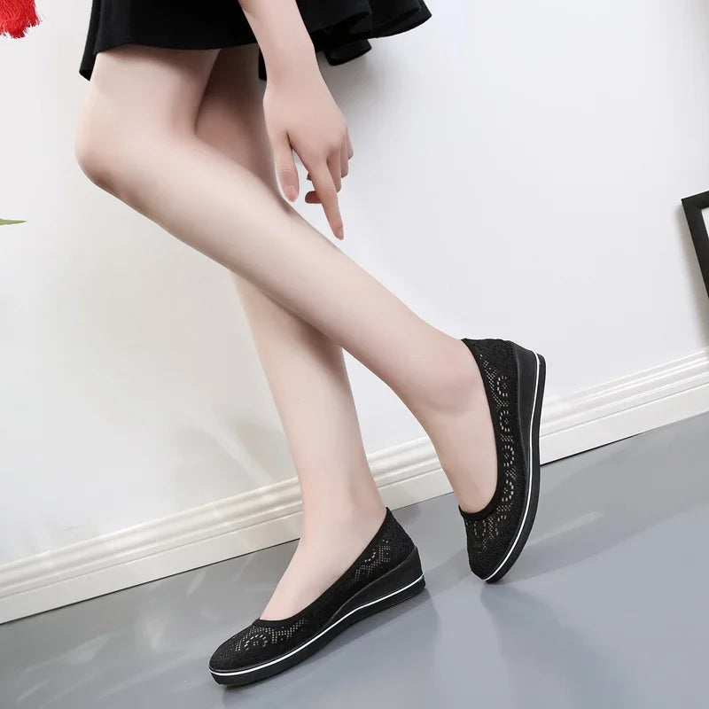 Chaussures Femme Blanches en Dentelle - Baskets Plates Respirantes Été
