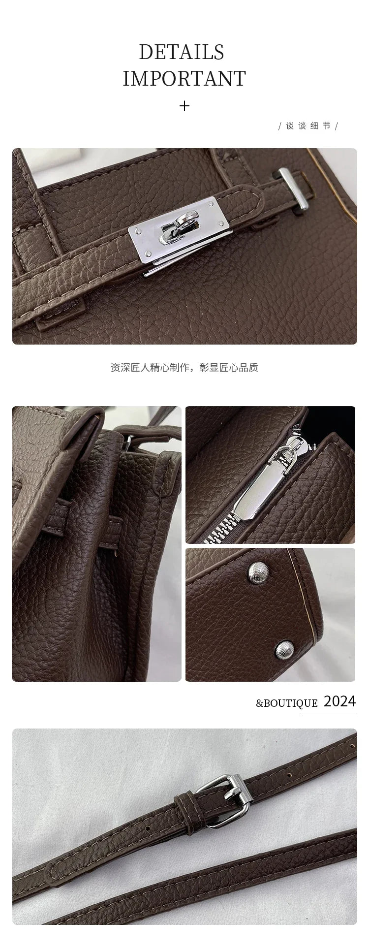 Sac messager élégant pour femme – Sac fourre-tout en cuir de marque de luxe avec sangle réglable