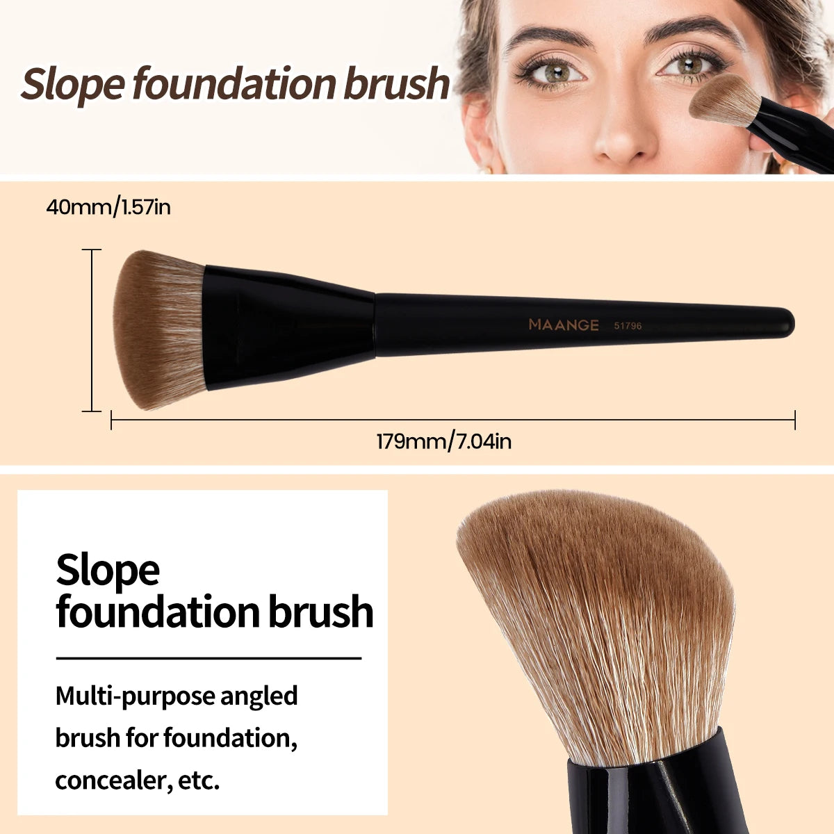 MAANGE – pinceaux de fond de teint profilés, pinceaux de maquillage pour le visage, pour fond de teint liquide ou crème, outil de maquillage pour la beauté - Lencensa 