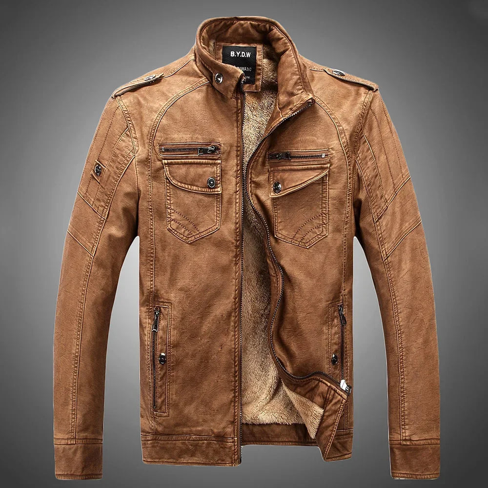 Veste en cuir PU pour hommes, Plus Velvet, Blazer décontracté, Coupe couvertes, CombJacket, Streetwear, Cuir trempé, Vintage