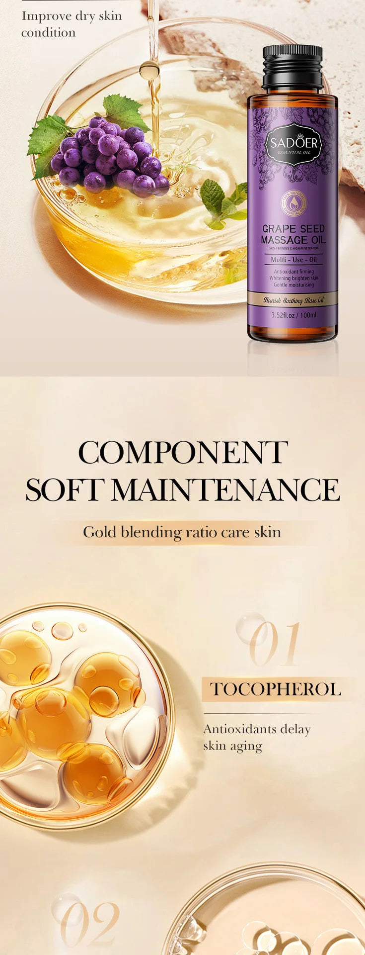 Huile d'Amande 100ml - Massage Corps Argan Olive Pure | Lencensa - Lencensa 