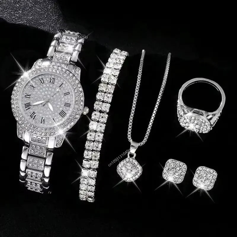 Décontracté dames Quartz Montre-Bracelet Bracelet ensemble 6 pièces ensemble femmes Montre horloge cadran romain marque de luxe Design femmes Montre Femme Reloj