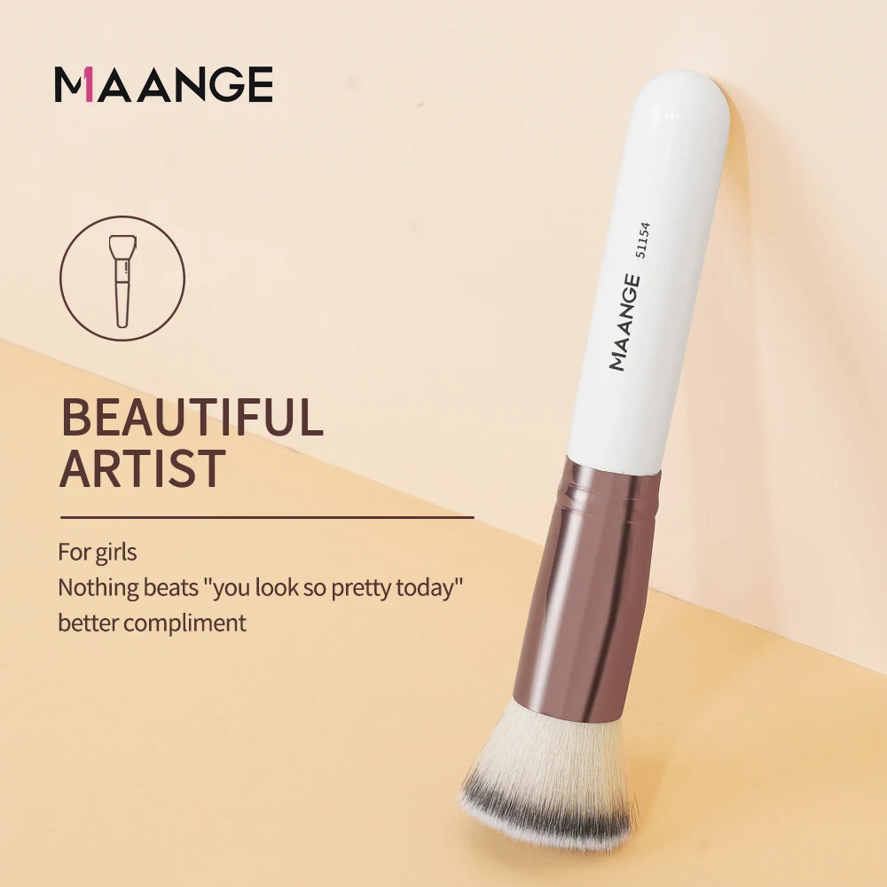 Maange-Pinceau de maquillage avec boîte pour femme, brosse pour fond de teint, correcteur, poudre, blush, contour, poils doux denses, outil de beauté, 1 pièce