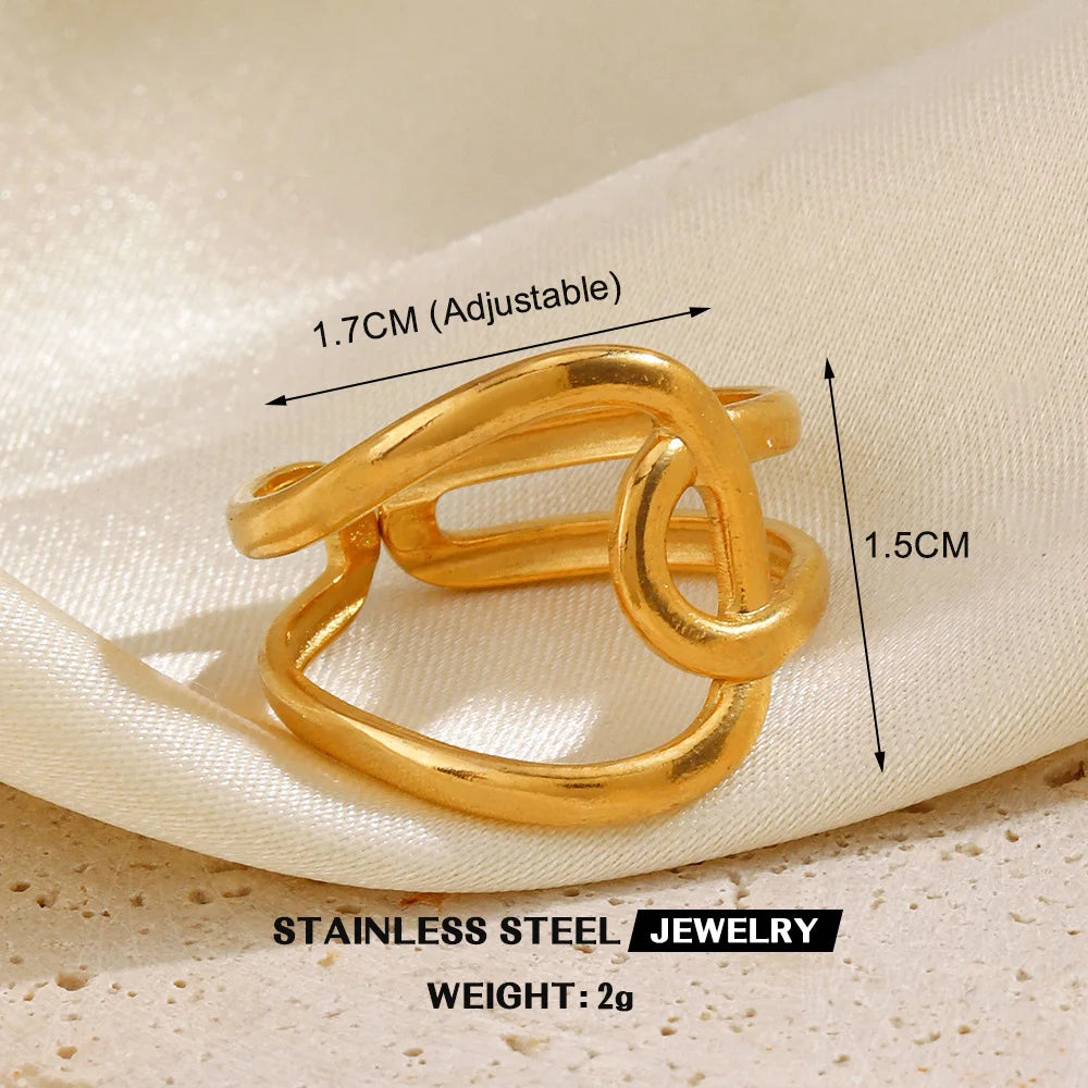 Bague en forme de cœur en acier inoxydable pour femmes, couleur or, anneau creux en métal, Bijoux étanches, cadeau pour petite amie