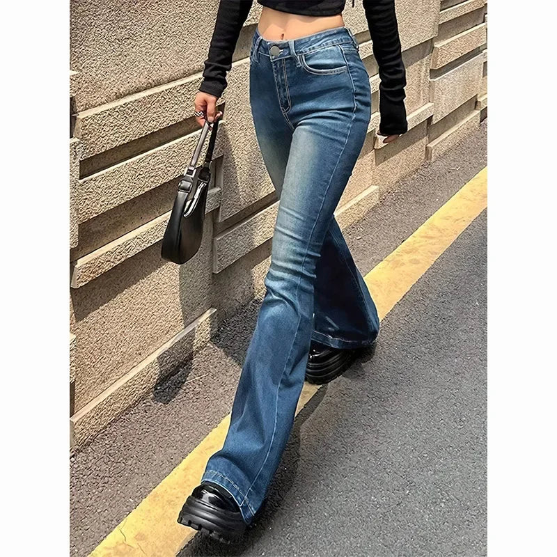 Jean Évasé Premium Femme Taille Haute - Denim Stretch Haute Qualité Bootcut