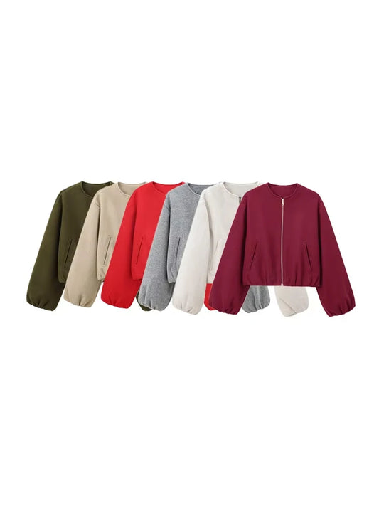 Veste Bombardier Femme Surdimensionnée - Manteau Zippé Tendance