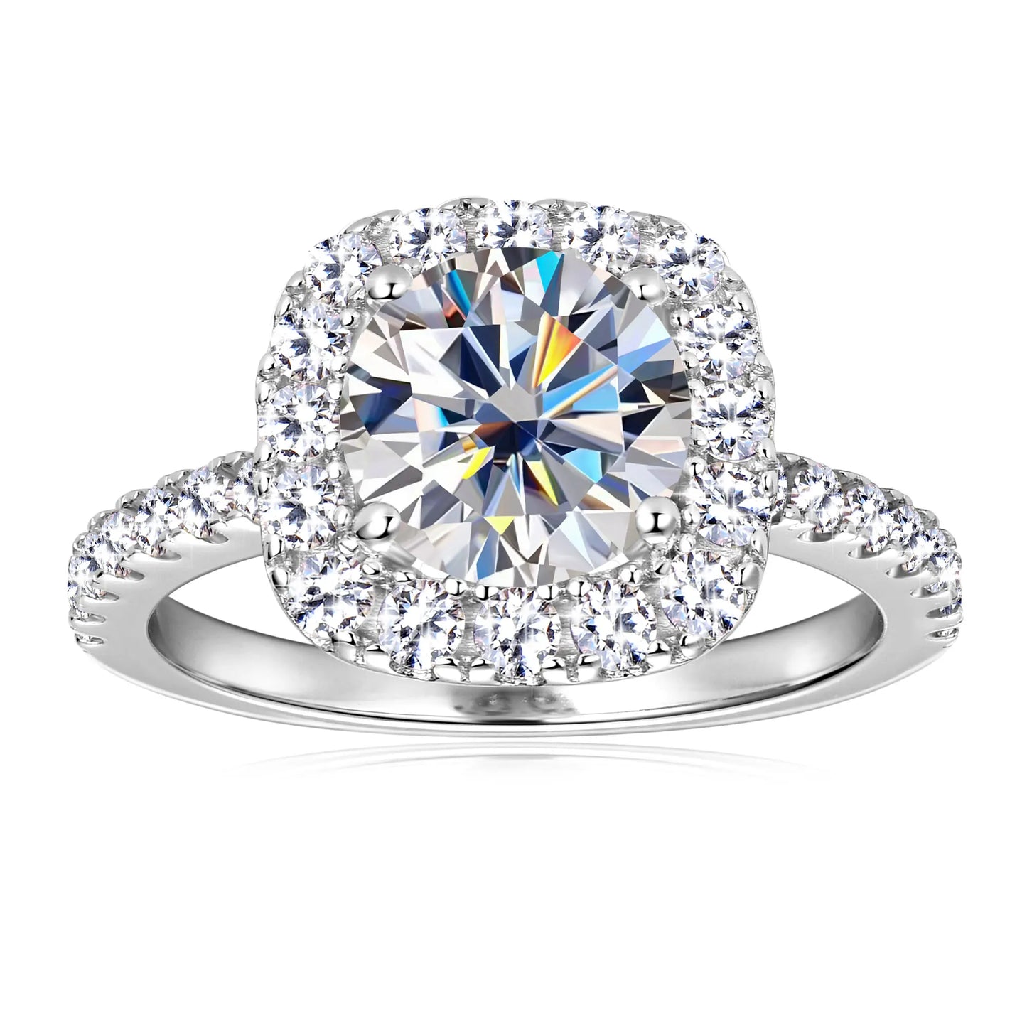 Bague Moissanite 2ct Certifiée GRA - Argent 925 Plaqué Or 18K