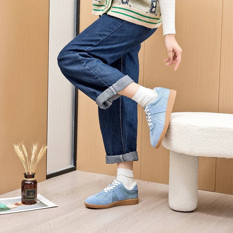 Baskets Femme en Cuir Véritable - Chaussures Décontractées Printemps 2025