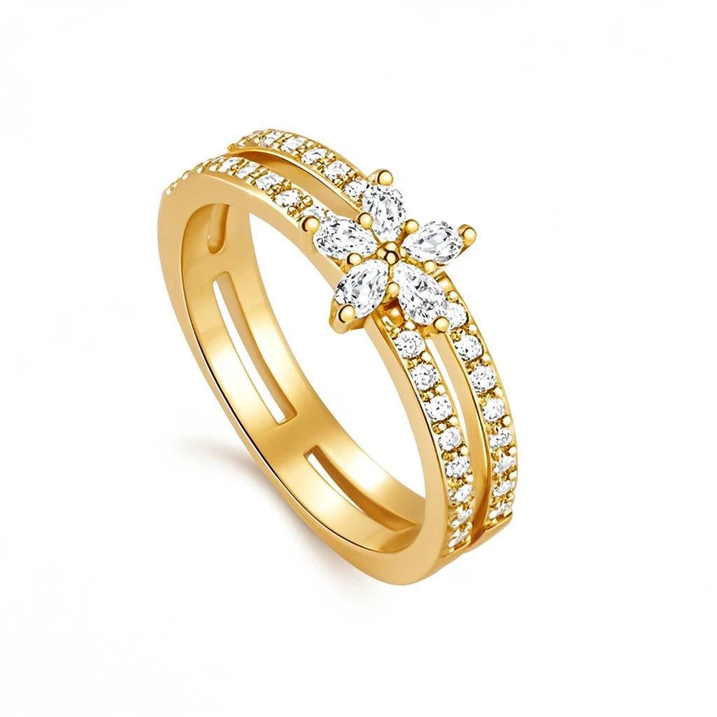 Miniso 925 originaux argent 18K plaqué or princesse voiture coeur Mickey Minnie bague de mariage ensemble pour femme Tiki bijoux cadeau de fête