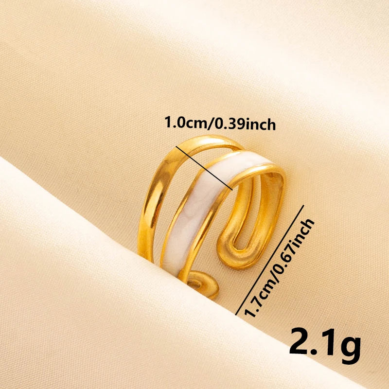 Bague en Acier Inoxydable Plaqué Or group pour Femme et Homme, Bijoux d'Anniversaire, Huile de Goutte à Goutte Blanche, Étoile, Cœur, Œil, Ouvert, Réglable, Vintage