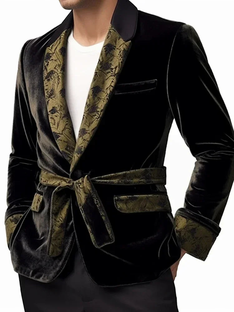 Veste de Fumage Vintage Lencensa - Robe d'Intérieur Élégante en Velours pour Hommes