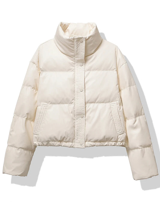 Veste Femme Matelassée Col Montant - Manteau Court Automne Hiver