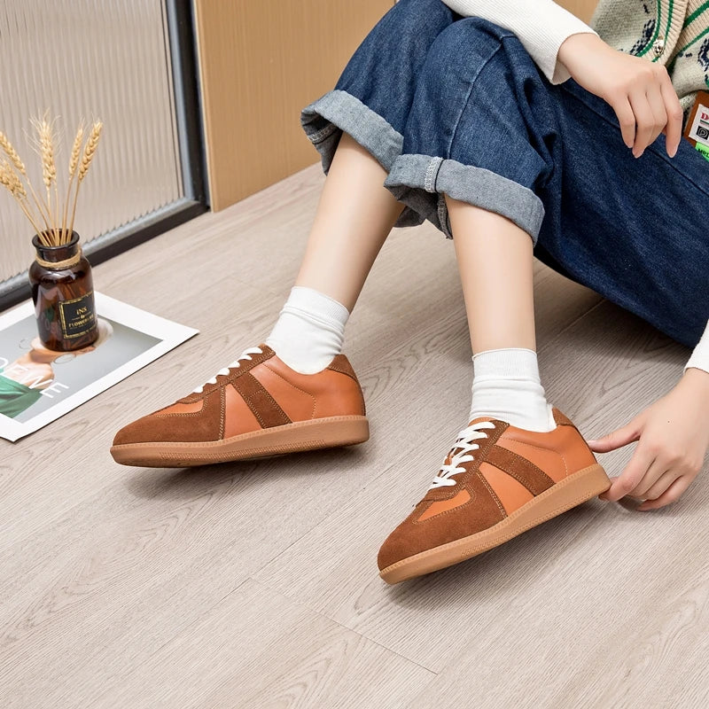 Baskets Femme en Cuir Véritable - Chaussures Décontractées Printemps 2025