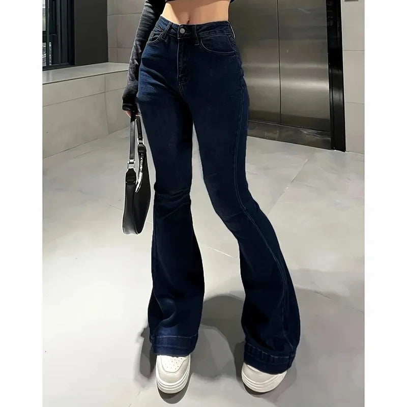 Jean Évasé Premium Femme Taille Haute - Denim Stretch Haute Qualité Bootcut