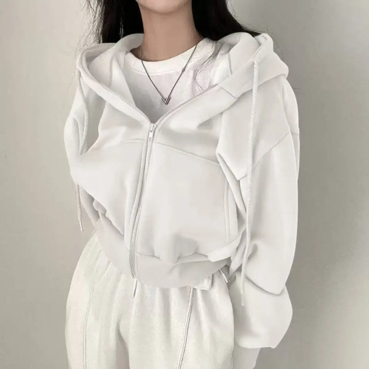 Sweat à Capuche Femme Court - Hoodie Streetwear Y2K Automne Hiver