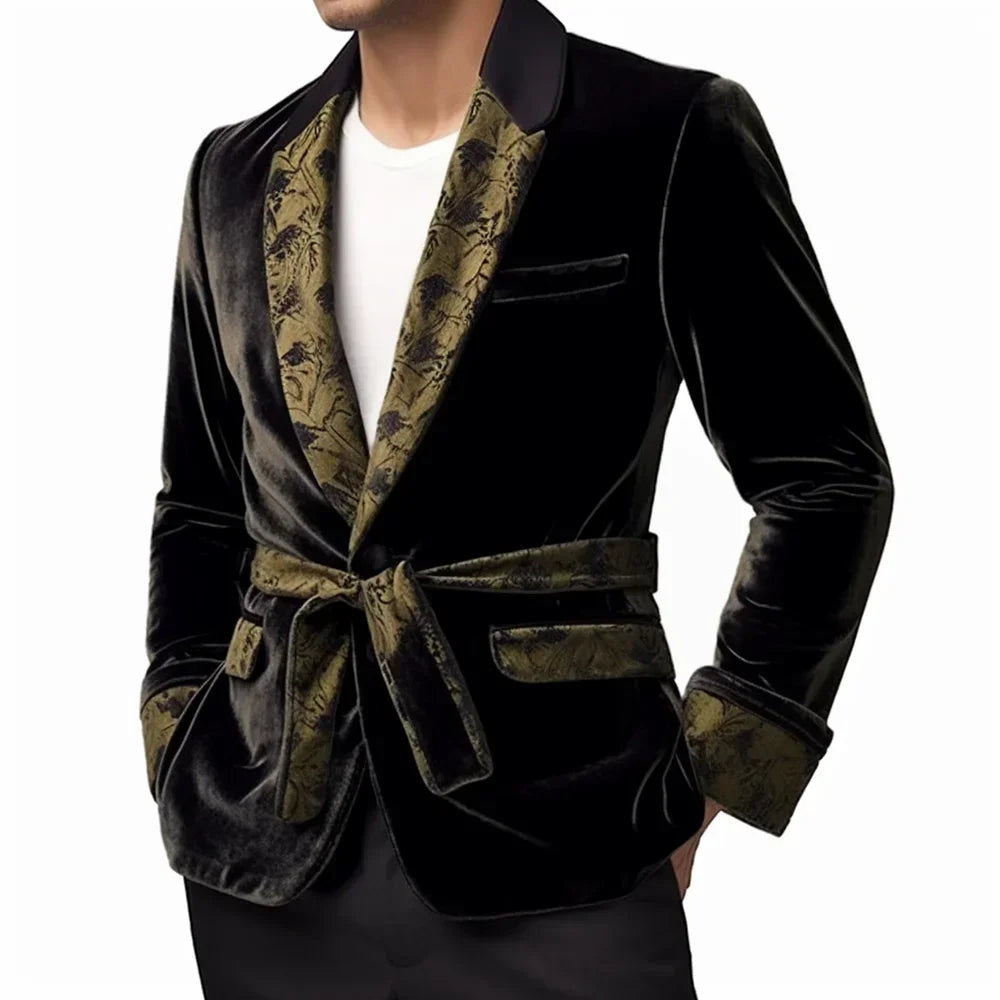 Veste de Fumage Vintage Lencensa - Robe d'Intérieur Élégante en Velours pour Hommes