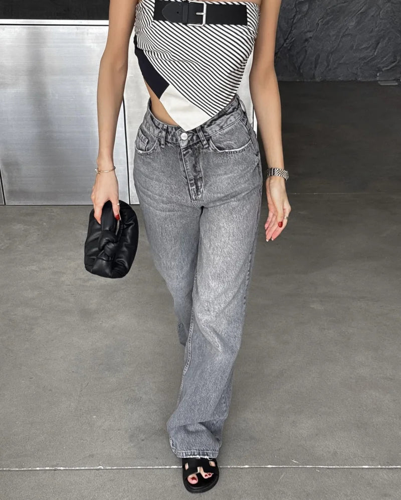 Jean Premium Femme Z1975 - Denim Haute Qualité Taille Droite Y2K 2025