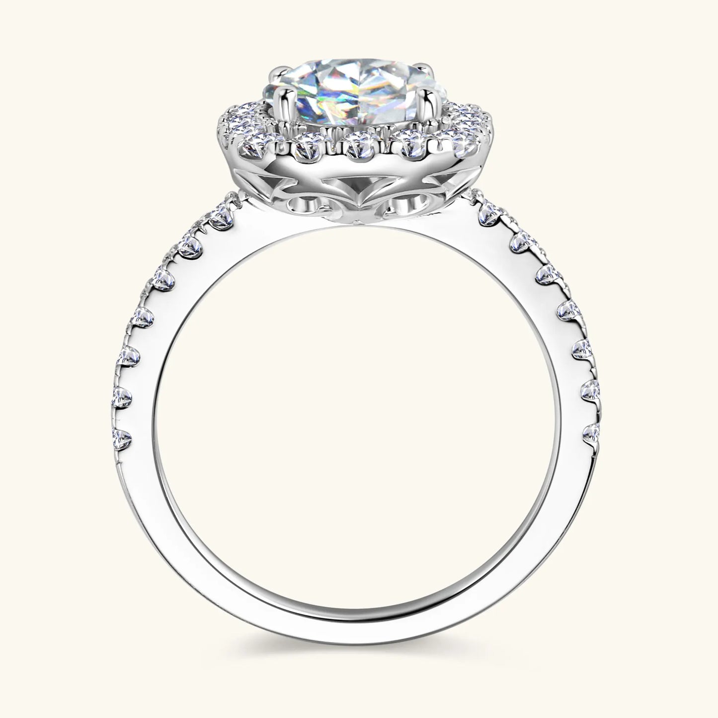 Bague Moissanite 2ct Certifiée GRA - Argent 925 Plaqué Or 18K