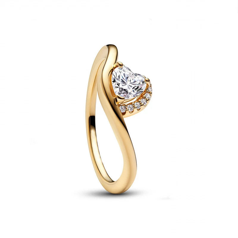 Miniso 925 originaux argent 18K plaqué or princesse voiture coeur Mickey Minnie bague de mariage ensemble pour femme Tiki bijoux cadeau de fête
