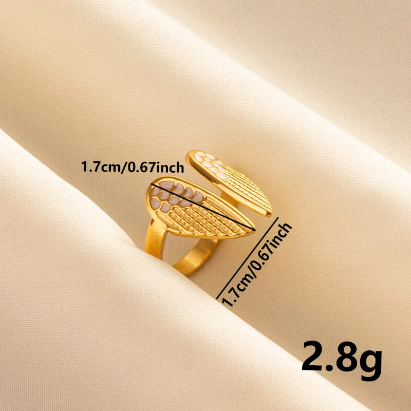 Bague en Acier Inoxydable Plaqué Or group pour Femme et Homme, Bijoux d'Anniversaire, Huile de Goutte à Goutte Blanche, Étoile, Cœur, Œil, Ouvert, Réglable, Vintage