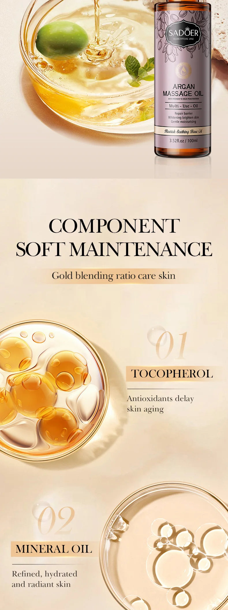 Huile d'Amande 100ml - Massage Corps Argan Olive Pure | Lencensa - Lencensa 