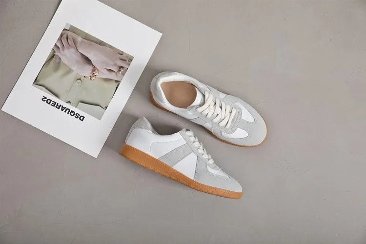 Baskets Femme en Cuir Véritable - Chaussures Décontractées Printemps 2025