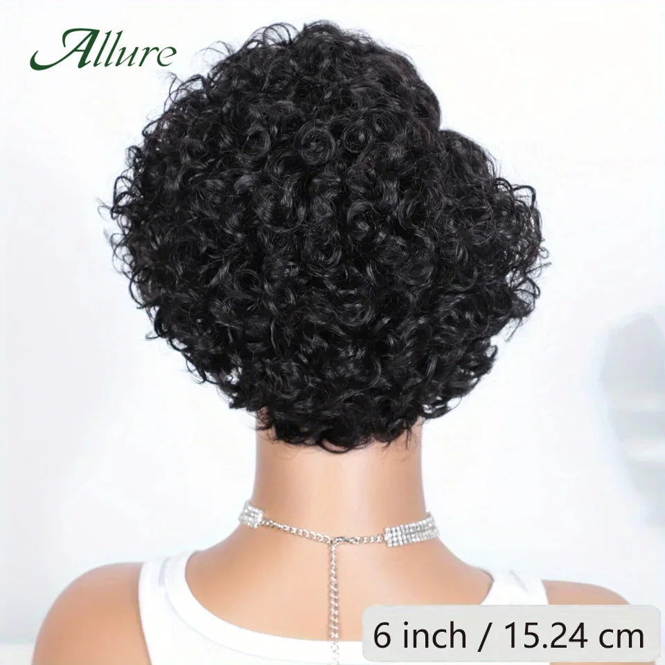 Cheveux brésiliens coupe lutin courte bouclée Bob perruque 13x6x1 t-lace avant perruque de cheveux humains profond bouclés Transparent dentelle partie perruques pour les femmes