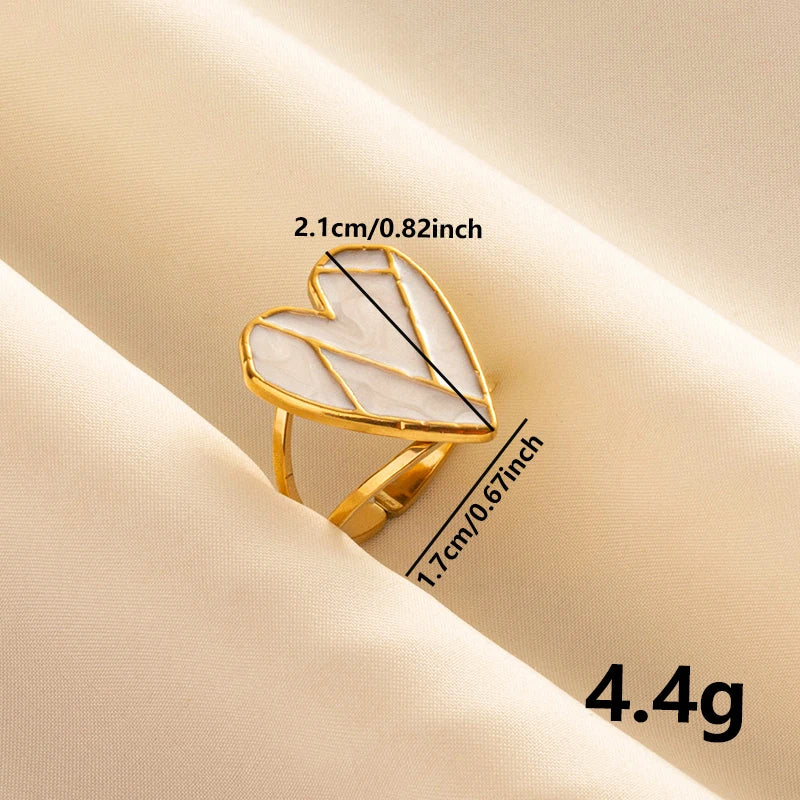 Bague en Acier Inoxydable Plaqué Or group pour Femme et Homme, Bijoux d'Anniversaire, Huile de Goutte à Goutte Blanche, Étoile, Cœur, Œil, Ouvert, Réglable, Vintage