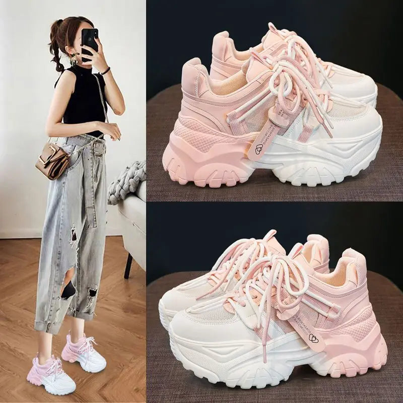 Baskets Femme Plateforme - Chaussures Décontractées Printemps