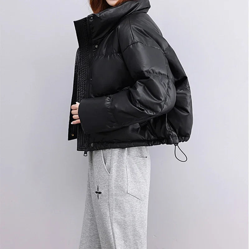 Veste Femme Matelassée Col Montant - Manteau Court Automne Hiver