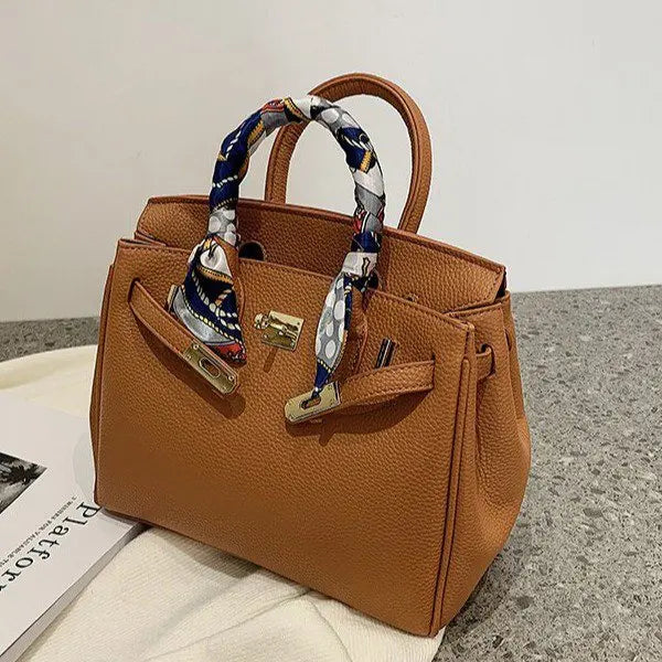 Sac Birkin imprimé écharpe 2025 pour femmes, sac à main à bandoulière en relief à ailes, fourre-tout de luxe à poignée supérieure avec serrure, sac à bandoulière élégant - Lencensa 