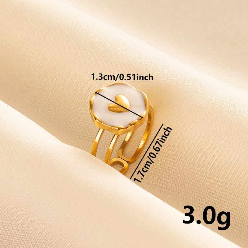 Bague en Acier Inoxydable Plaqué Or group pour Femme et Homme, Bijoux d'Anniversaire, Huile de Goutte à Goutte Blanche, Étoile, Cœur, Œil, Ouvert, Réglable, Vintage