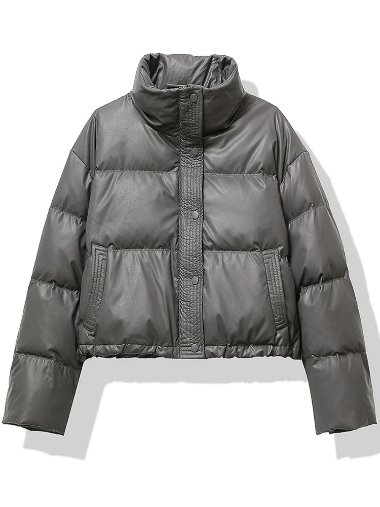 Veste Femme Matelassée Col Montant - Manteau Court Automne Hiver