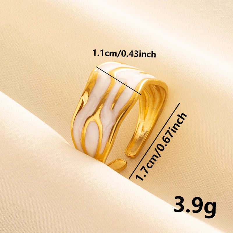 Bague en Acier Inoxydable Plaqué Or group pour Femme et Homme, Bijoux d'Anniversaire, Huile de Goutte à Goutte Blanche, Étoile, Cœur, Œil, Ouvert, Réglable, Vintage