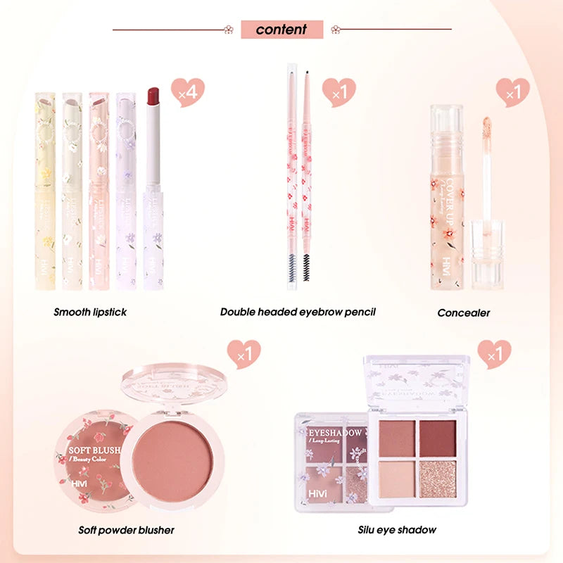 Kit de maquillage complet pour femmes, ensemble de produits de maquillage longue tenue, rouge à lèvres 8 pièces
