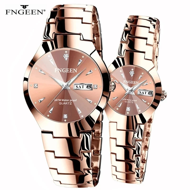FNGEEN-Montre à Quartz de Luxe en Acier Inoxydable pour Homme et Femme, Montre-Bracelet Étanche pour Couple, Amoureux, 2023, 5808