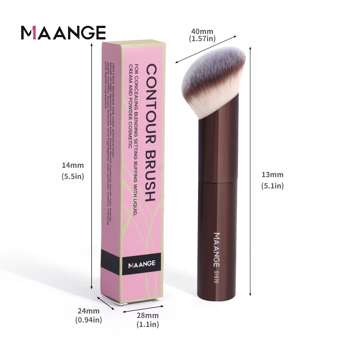 MAANGE-Pinceaux de maquillage en angle, 1 pièce, brosse pour fond de teint, correcteur, cosmétique, cheveux doux, oblique - Lencensa 