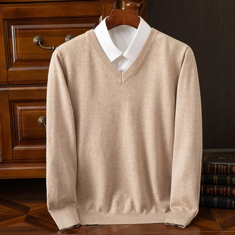 Pull Col V Homme Cachemire - Lencensa Collection Automne-Hiver - Lencensa 