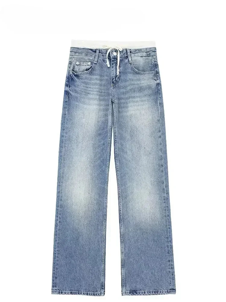 Jean Patchwork Premium Lencensa Femme - Denim Haute Qualité Taille Moyenne