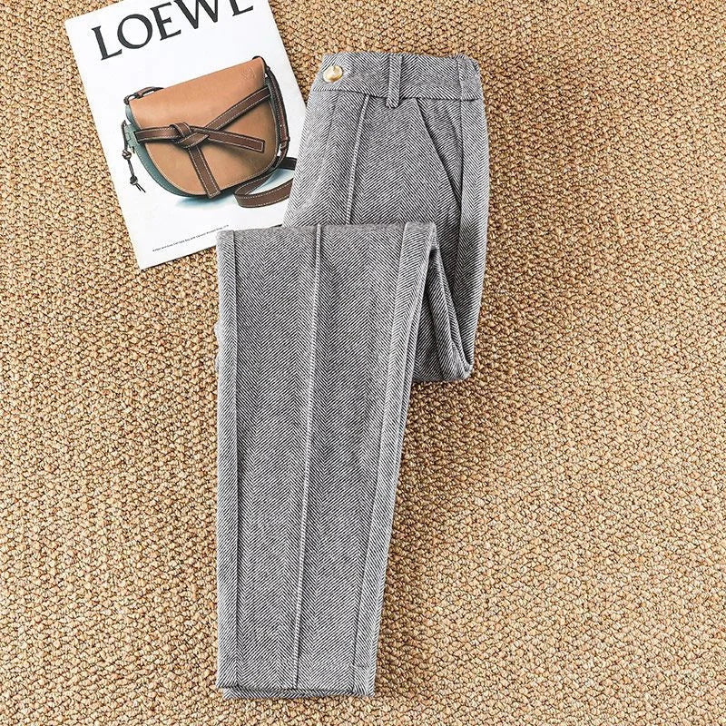Sarouel Lencensa - Pantalon Velours Taille Haute Élastique Femme Automne-Hiver