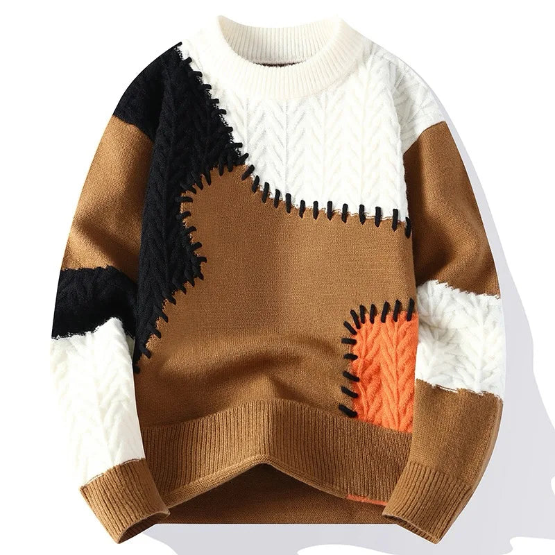Pull Streetwear Premium Lencensa - Patchwork Harajuku Col Rond - Qualité Exceptionnelle Hiver - Lencensa 