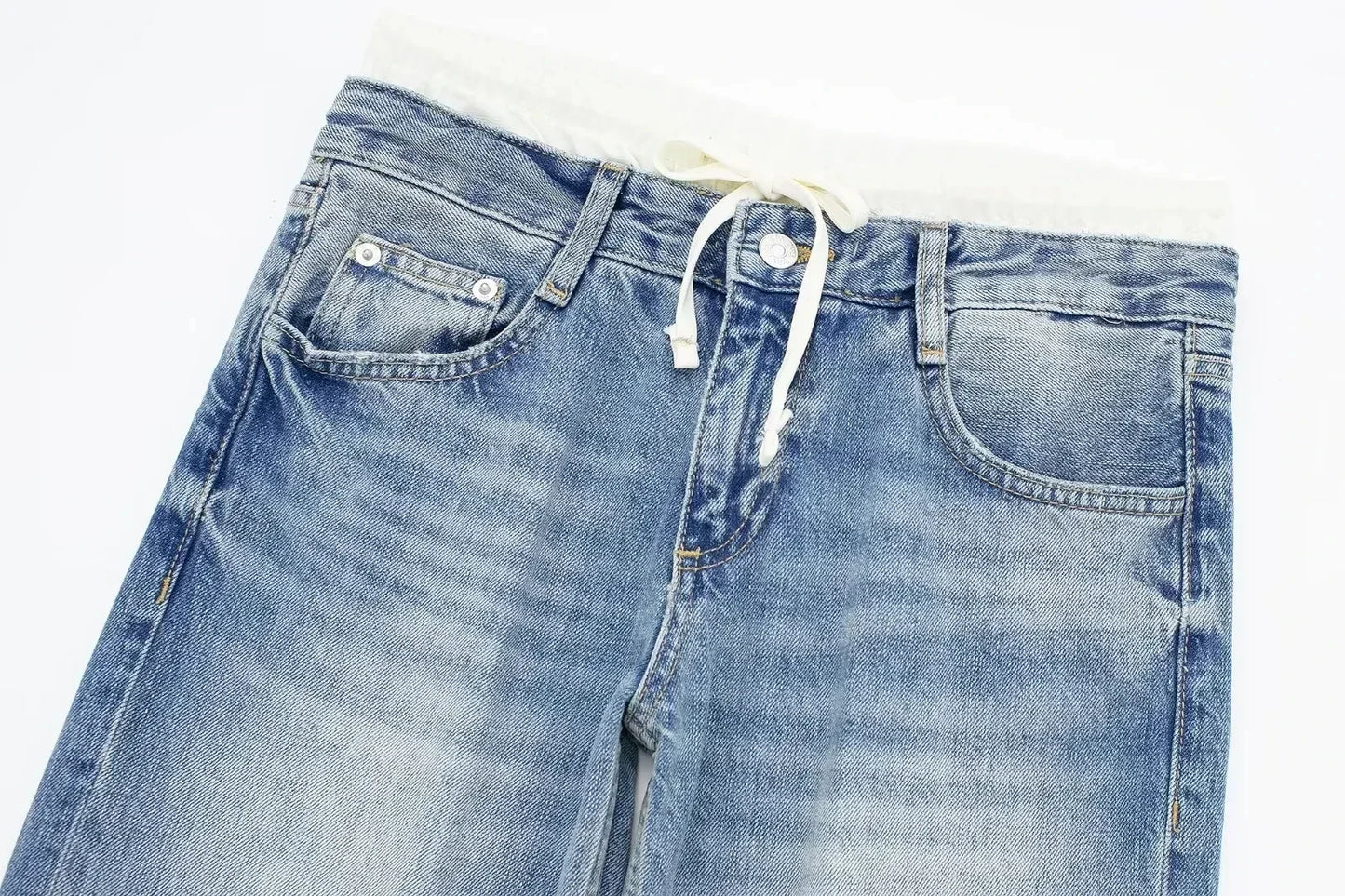 Jean Patchwork Premium Lencensa Femme - Denim Haute Qualité Taille Moyenne