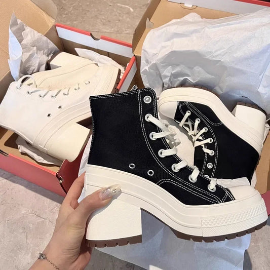 Lencensa - Baskets Plateforme Femme Premium | Sneakers Toile Haute de Qualité Supérieure