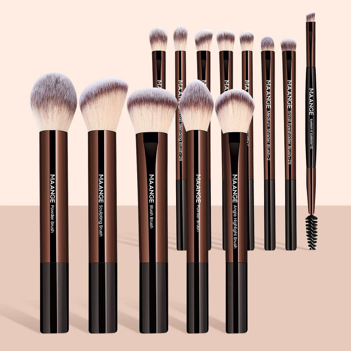 MAANGE 13 pièces ensemble de pinceaux de maquillage fond de teint correcteur poudre fard à paupières Blush brosse Kabuki mélange outil de beauté cosmétique pour le visage - Lencensa 