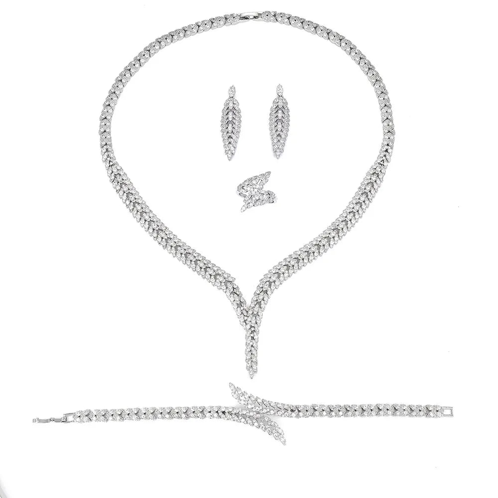 Ensemble de bijoux de mariage en zircone cubique, collier de Dubaï, bracelet, boucles d'oreilles, cristal CZ, mariée nigériane, chaud, nouveau, 2023, 4 pièces