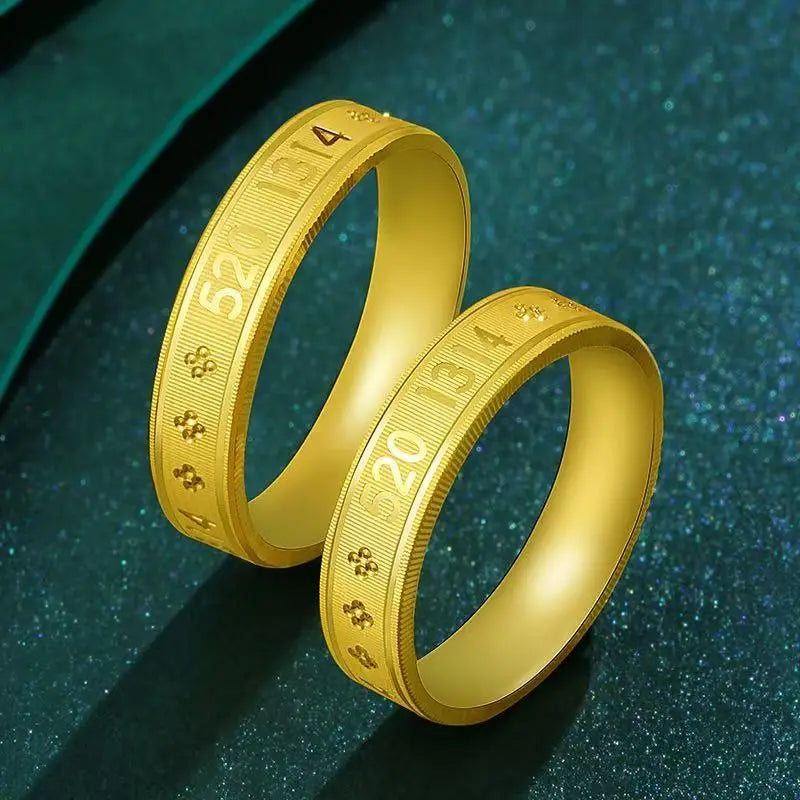 Bague Couple Or 24K Cœur - Sculpture CNC Boucle Fermée Premium