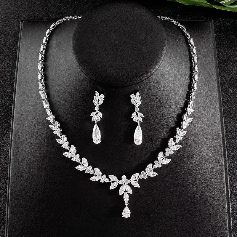 ZAKOL marque de luxe cubique zircone boucles d'oreilles collier élégant magnifique CZ mariage Banquet fête ensemble de bijoux