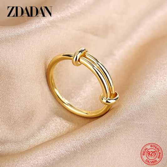 ZDADAN – bagues réglables en argent 925, or 18 carats, pour femmes et filles, bijoux de mariage à la mode